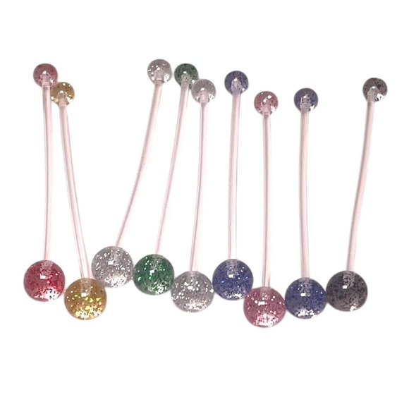 9 Body Jewelry Belly Button Flexible Colorful Variety Red Blue Green Sparkle - Picture 1 of 7